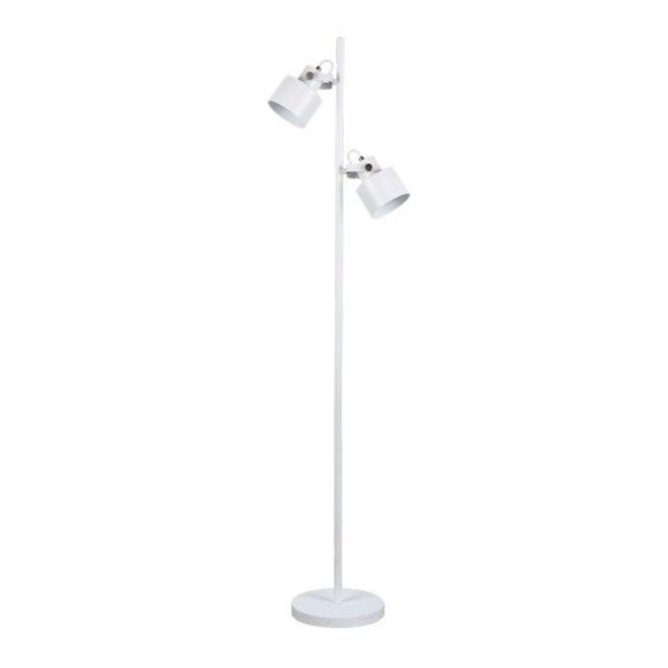 Matt White and Satin Chrome with White Inner Metal Standing Lamp