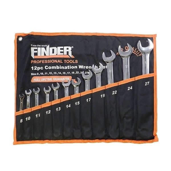 12pcs FINDER carbon steel combination wrench set -size 6mm to 24mm