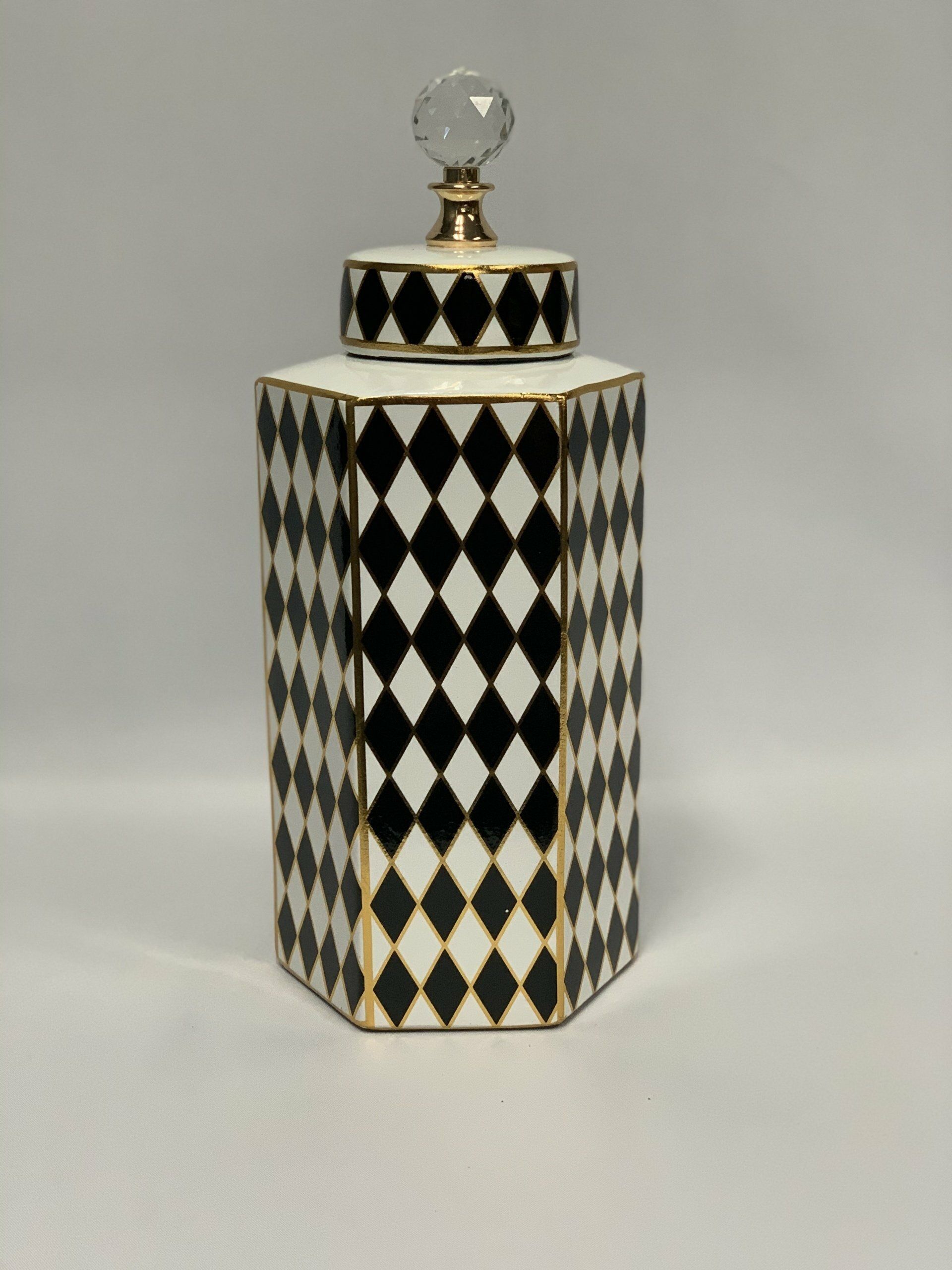 GINGER JAR BLACK/GOLD/CREAM 16X14X38.5CM