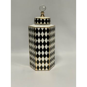 GINGER JAR BLACK/GOLD/CREAM 16X14X38.5CM