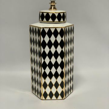 GINGER JAR BLACK/GOLD/CREAM 16X14X38.5CM