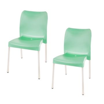 Florence Heavy  Duty Plastic Bistro Chair / Patio Chair / Garden Chair / Stackable - NO ARMRESTS - LAUREL GREEN  - Set of 2