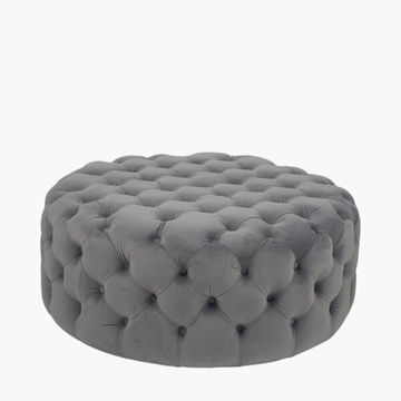 Rene Round Ottoman - Grey