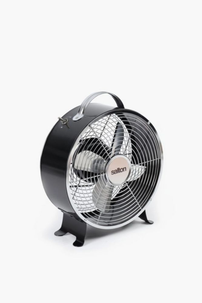 SALTON RETRO FAN – 20cm Vintage-Style Metal Desk Fan (Black)