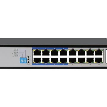 Scoop 16 Port Fast Ethernet Ai Poe Switch 2Ge 1Sfp Uplink