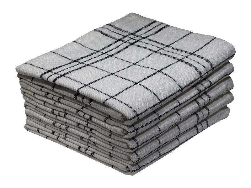 Bunty's Kitchen Towel - Design 2182 - 053x076cms - (05 Pc Pack) - Checks - Jet Black