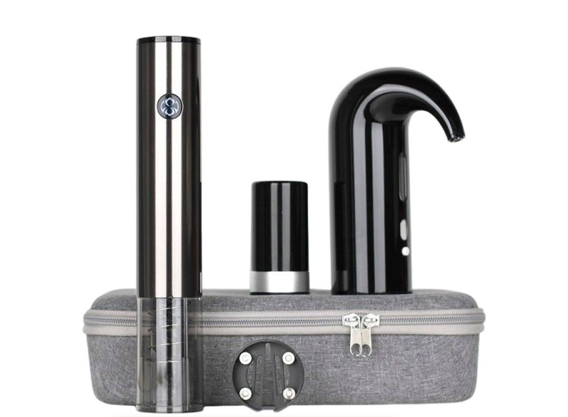 Modern Wine Opener Gift Set With Auto Decanter, Aerator & Stopper