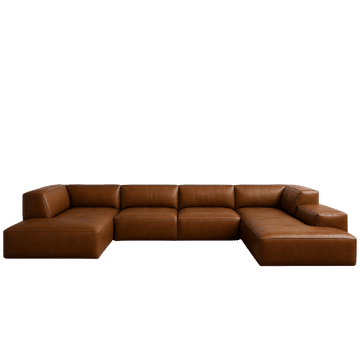 Euro Brown L-Shape Leather Sectional Sofa