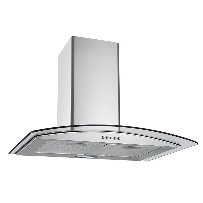 60cm Curved Glass Wall Mounted Extractor - Stainless Steel with Led Lighting (ONL-6038C)