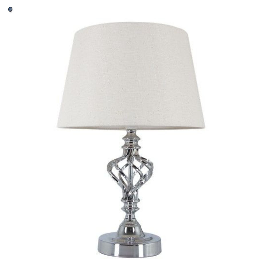 Polished Chrome Table Lamp with Cream Fabric Shade