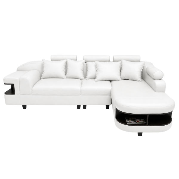 Chloe L Shape Corner Sofa – Bonded Leather White
