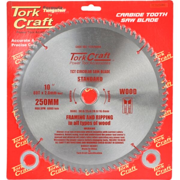 Blade Tct 250 X 80T 30/1/20/1 General Purpose Cross Cut Smooth