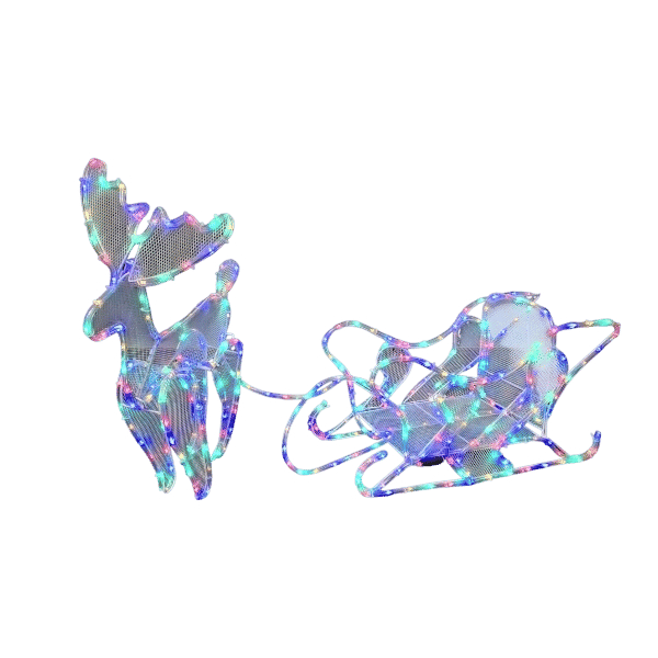 ZYF-D218 Reindeer Sledge with 12M LED Tube Lights RGB