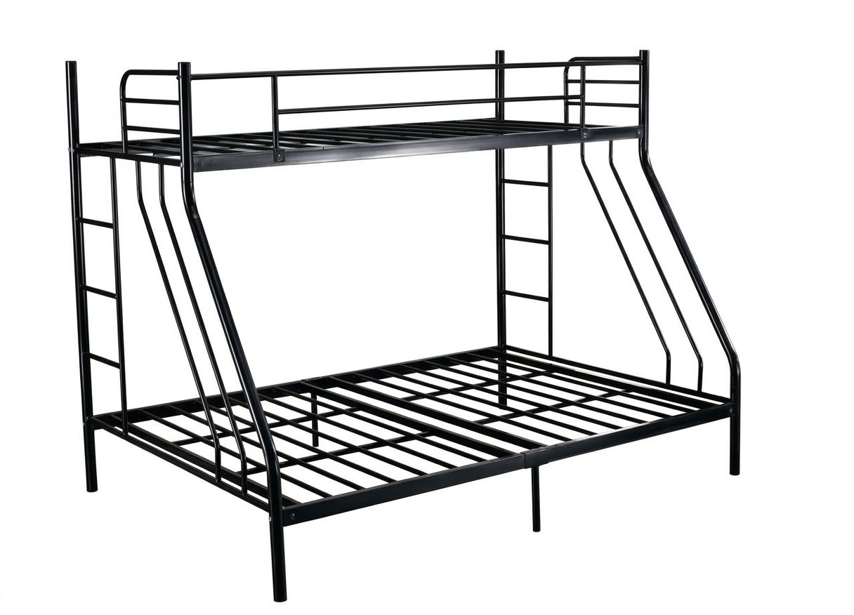 Modern Industrial Twin-over-Full Metal Bunk Bed