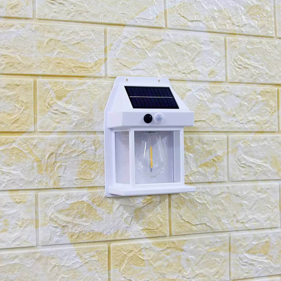 Outdoor Solar Wall Lantern - White