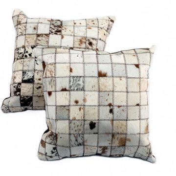 Nguni Cushion Square Patch White - 2 Pack