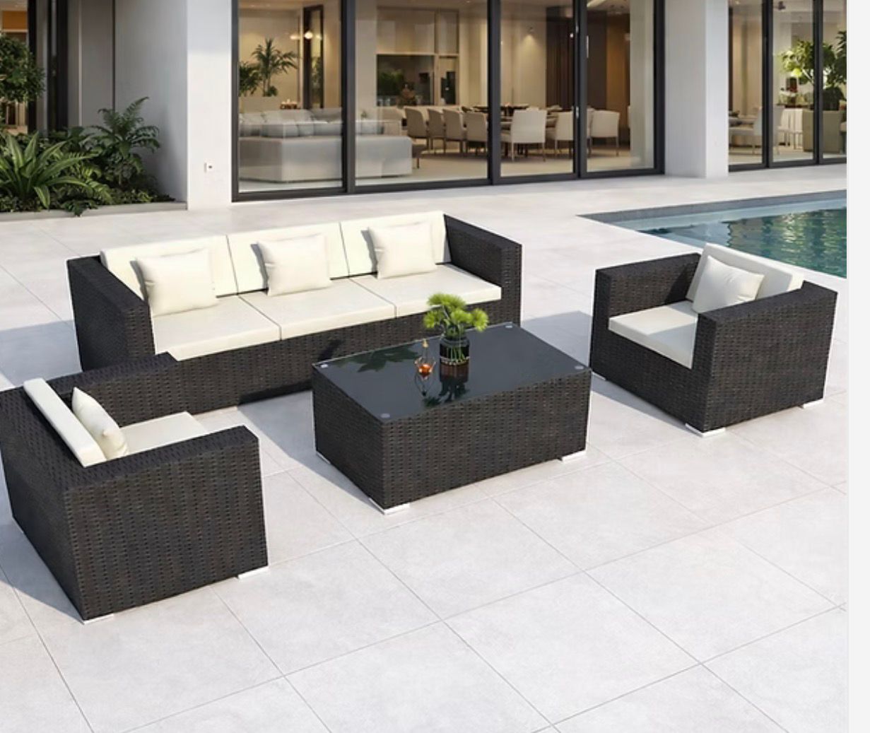 DecorMama Sable 4-Piece Patio Lounge Set – Outdoor Garden Seating