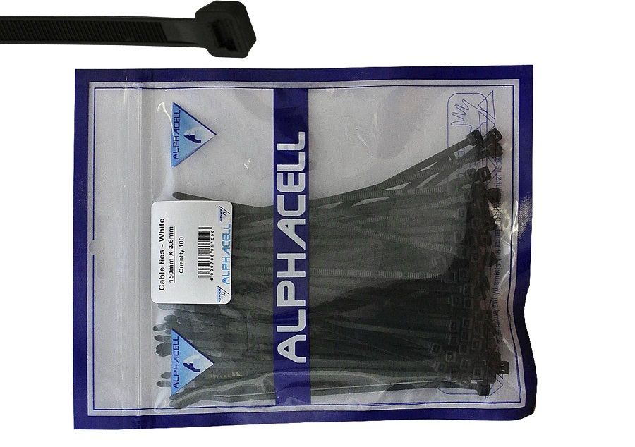 Cable tie - 150mmx3.6mm black (qty 100)