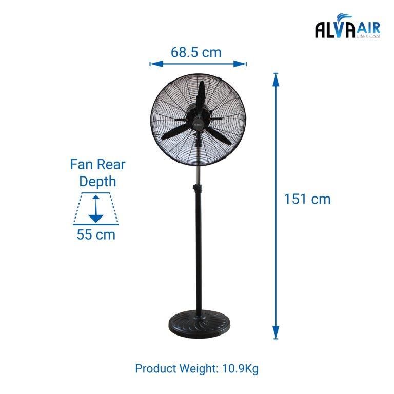 ALVA AIR - 65CM METAL PEDESTAL FAN (MATT BLACK)