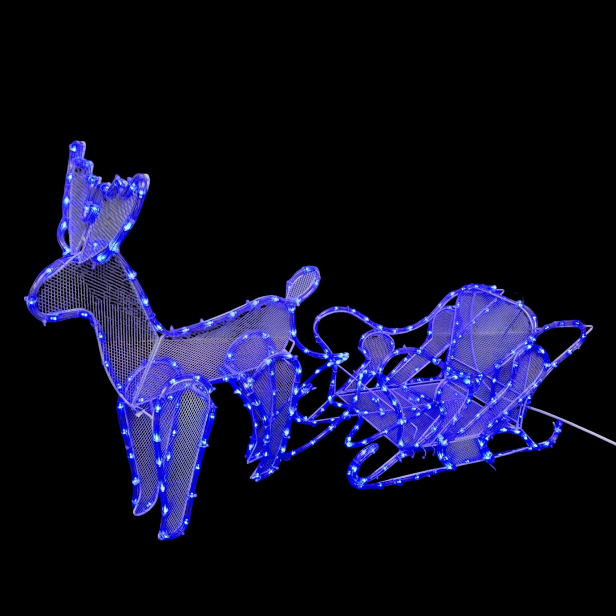 Reindeer Sledge With 12M LED Tube Lights Blue - ZYF-D220