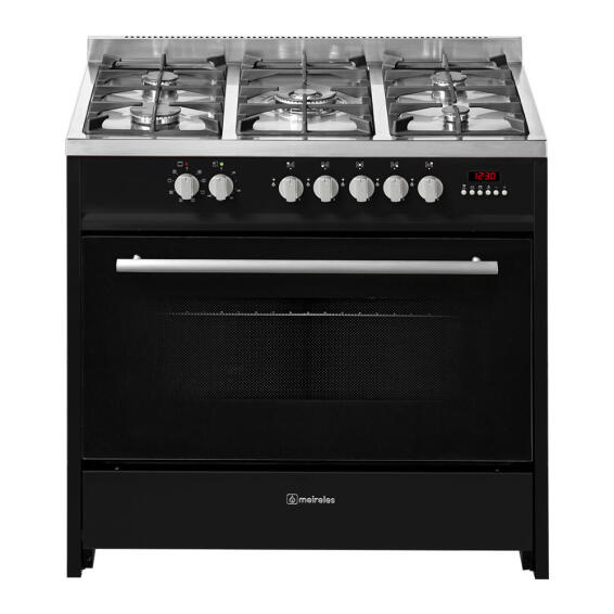 Meireles Kitchen Gas Stove 5 Burner With Electric Multifunction Stove Oven 90Cm Black E915 Bl