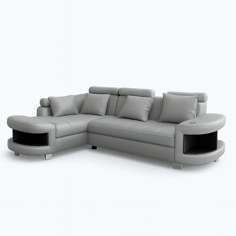 Maggie L Shape Corner Sofa-PU Grey