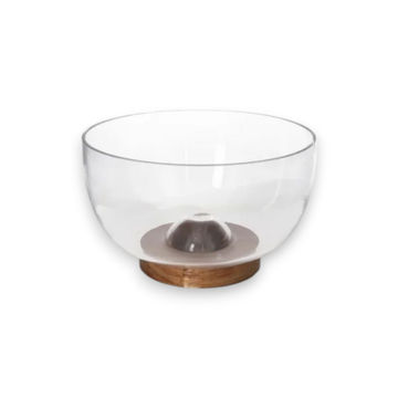 Glass Salad Bowl With Wooden Tray 23.5cm