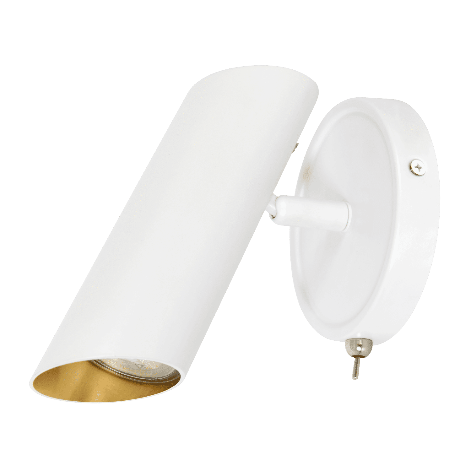 Zebbies Lighting Rayden 1 Light White Spot Light with Gold Inner and On/Off Switch
