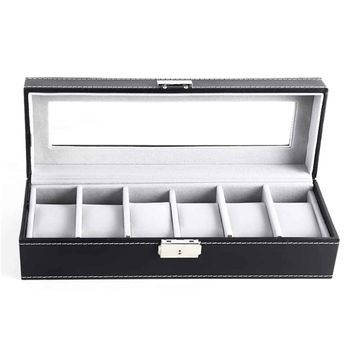 Killer Deals PU Leather 6 Slot Luxury Watch Organizer Display Case Box