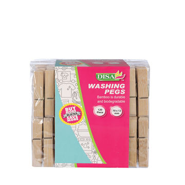 Washing Pegs - Household Accessories - Bamboo - 70 mm - 120 Piece - 2 Pack