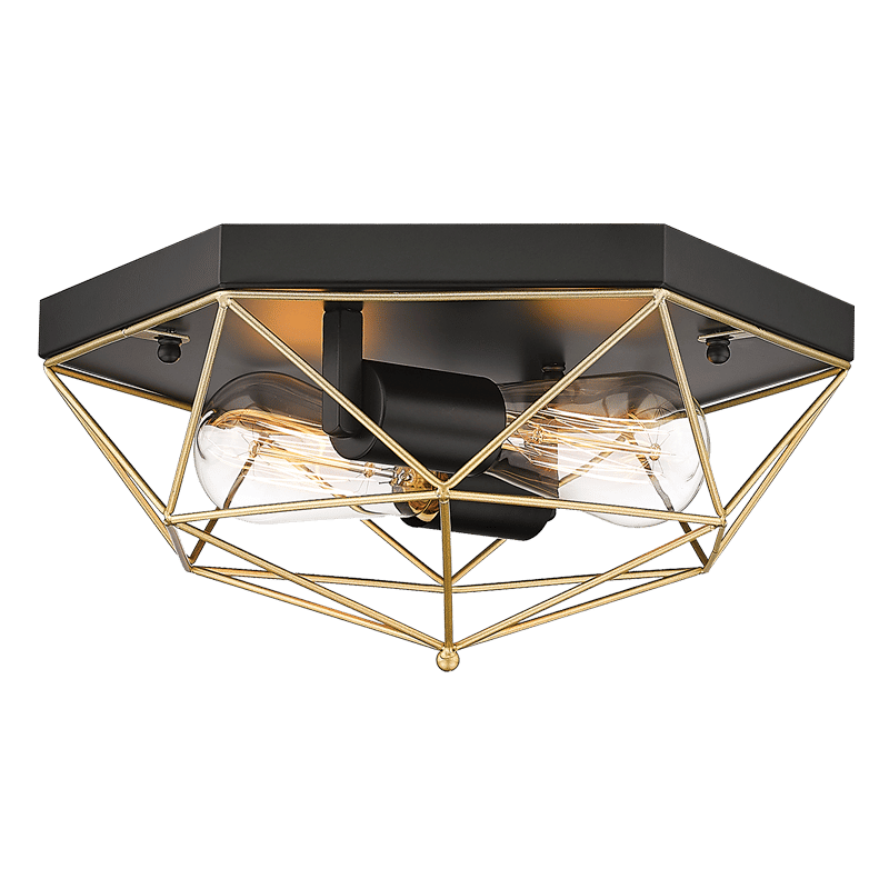 2-Light Geometric Ceiling Light – Black and Gold
