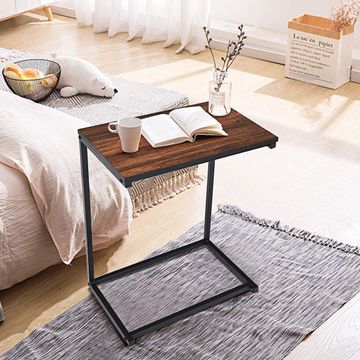 Lifespace Rustic Industrial C Shape Sofa Side Table