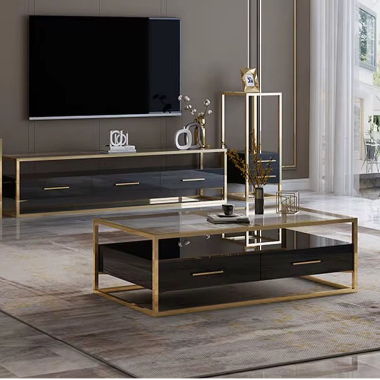 EFURN- Lucy TV stand & Coffee Table  Black