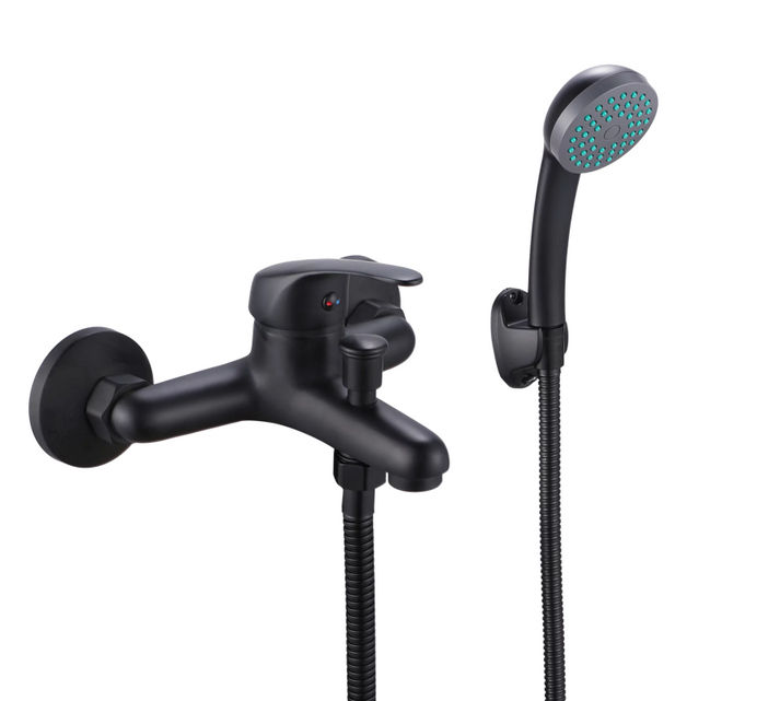 Chrome Bath Mixer Set (Matt Black)
