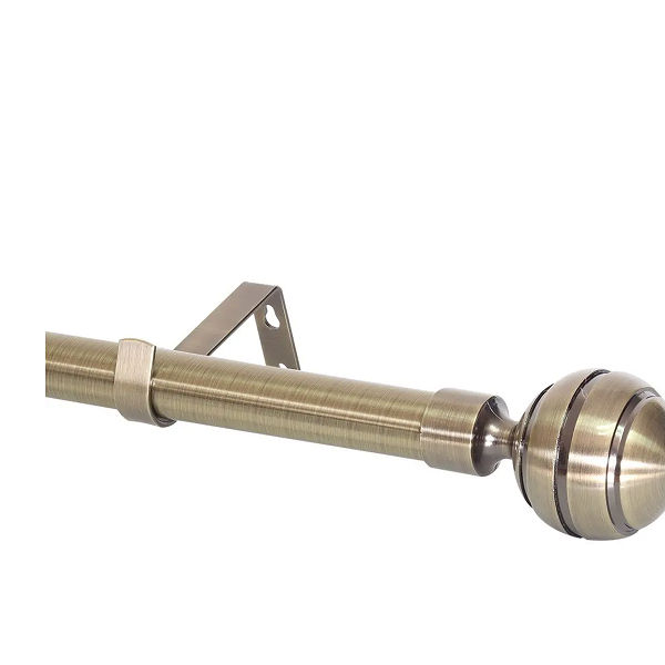 Curtain Rod Set, Steel, Expandable, Ridge Ball Finial, Bronze, 2.2m - 4m BY WOODLY