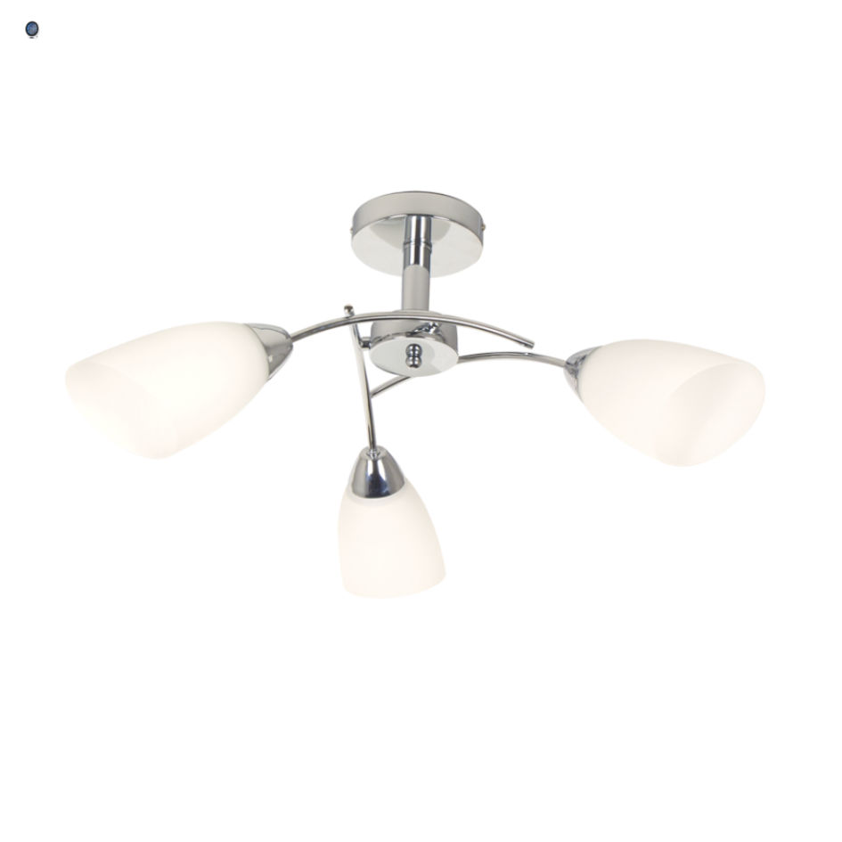 Polished Chrome Pendant with White Glass