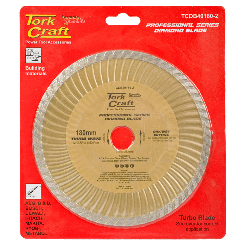 Tork Craft - Diamond Blade 180 x 25.4mm Turbo Wave