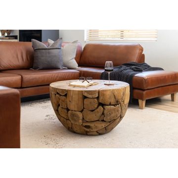Lyra Teakroot Coffee Table – Hand-Sculpted Semicircle Natural Wood Table