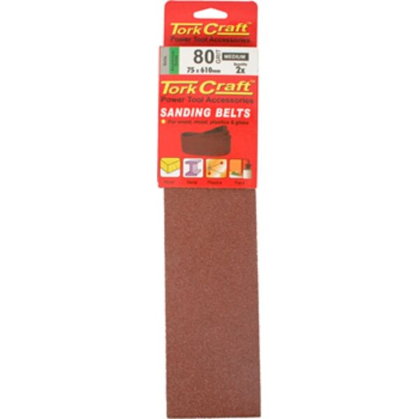 Sanding Belt 75 X 610Mm 80Grit 2/Pack