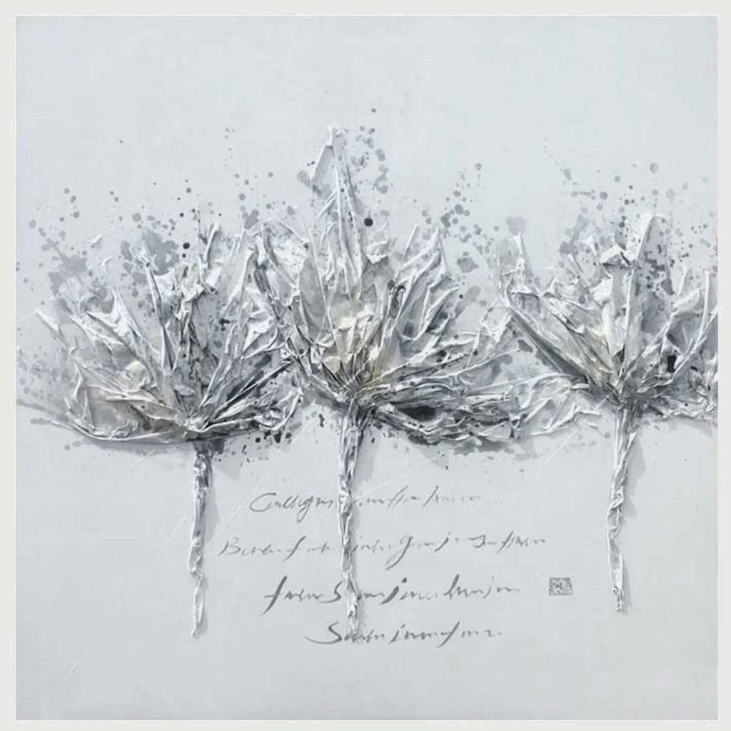 Vividitto - Oil Painting Art G4A - Flowers Grey 2 60x60