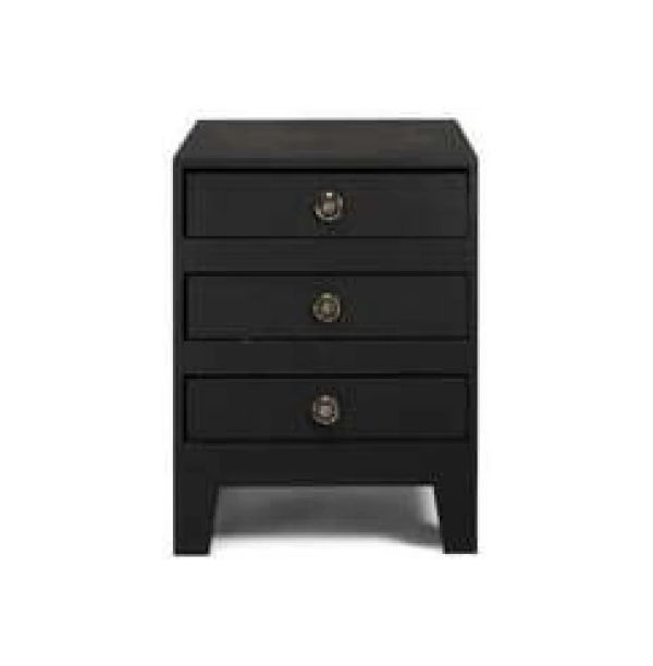 Furnwood Bedside Table Three Drawer Black
