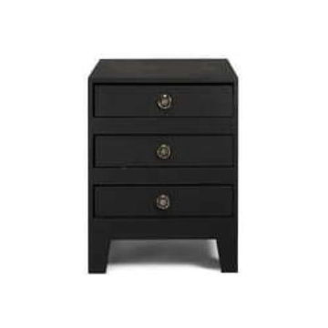 Furnwood Bedside Table Three Drawer Black