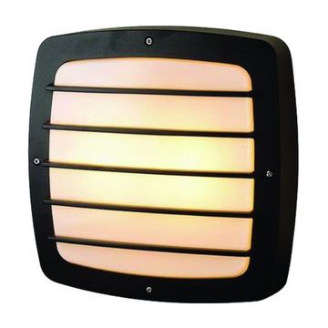 2x60W,  Aluminium Bulkhead, Rounded Square, Horiz Lines, E27