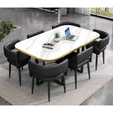 Dining Table 7PC Set Trendy Scandinavian Style (BLACK)