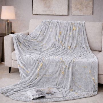 Marble Vein Plush Throw Blanket - Light Grey