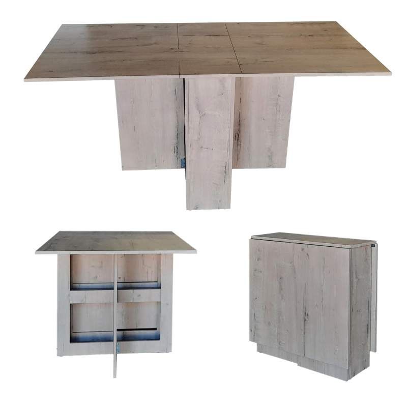 Folding 4 in 1 Console Desk Table - Rustic Wood