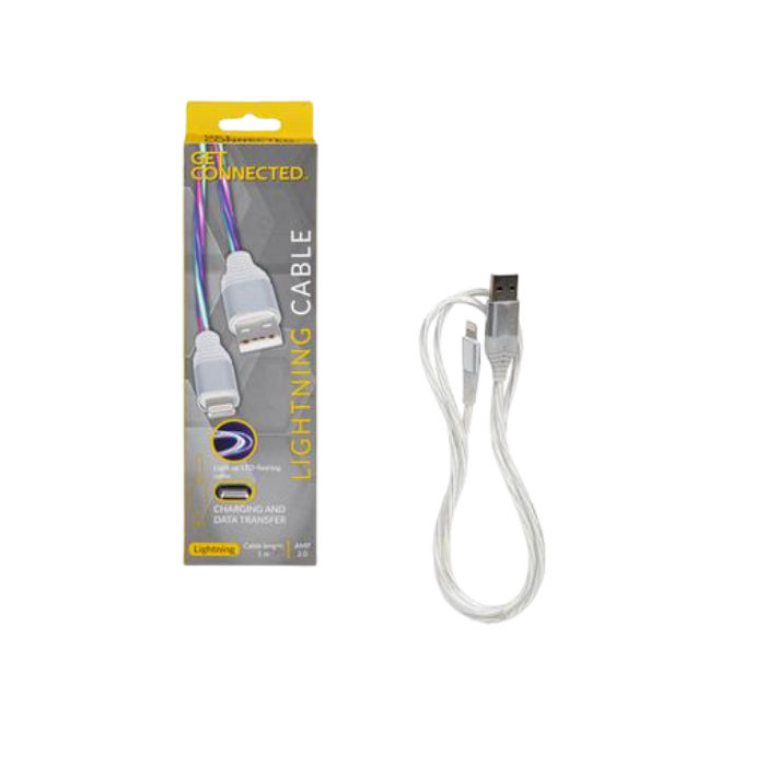 USB Cable Lightning 2.0 Amp Multi Colour 90cm