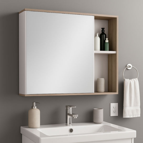 Caeté Wooden Bathroom Mirror-Tamarind/White