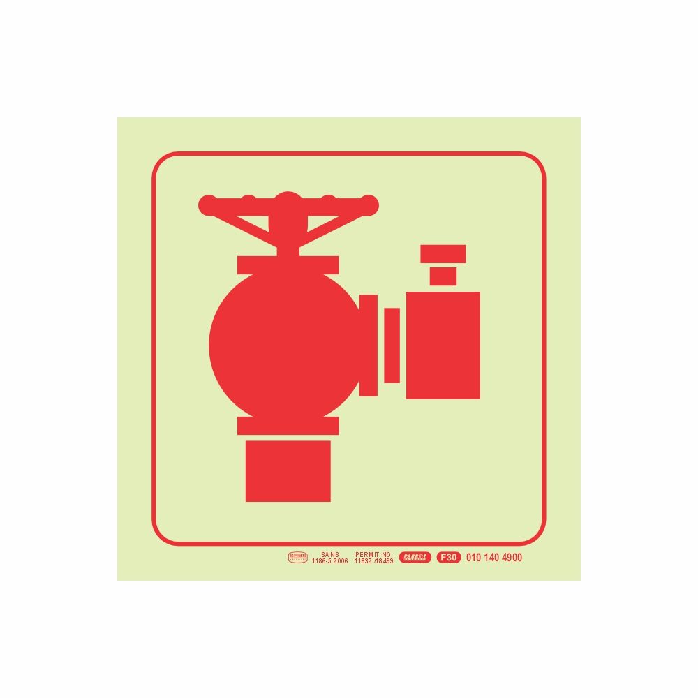 Photoluminescent 190mm Safety Sign F30 Fire Hydrant
