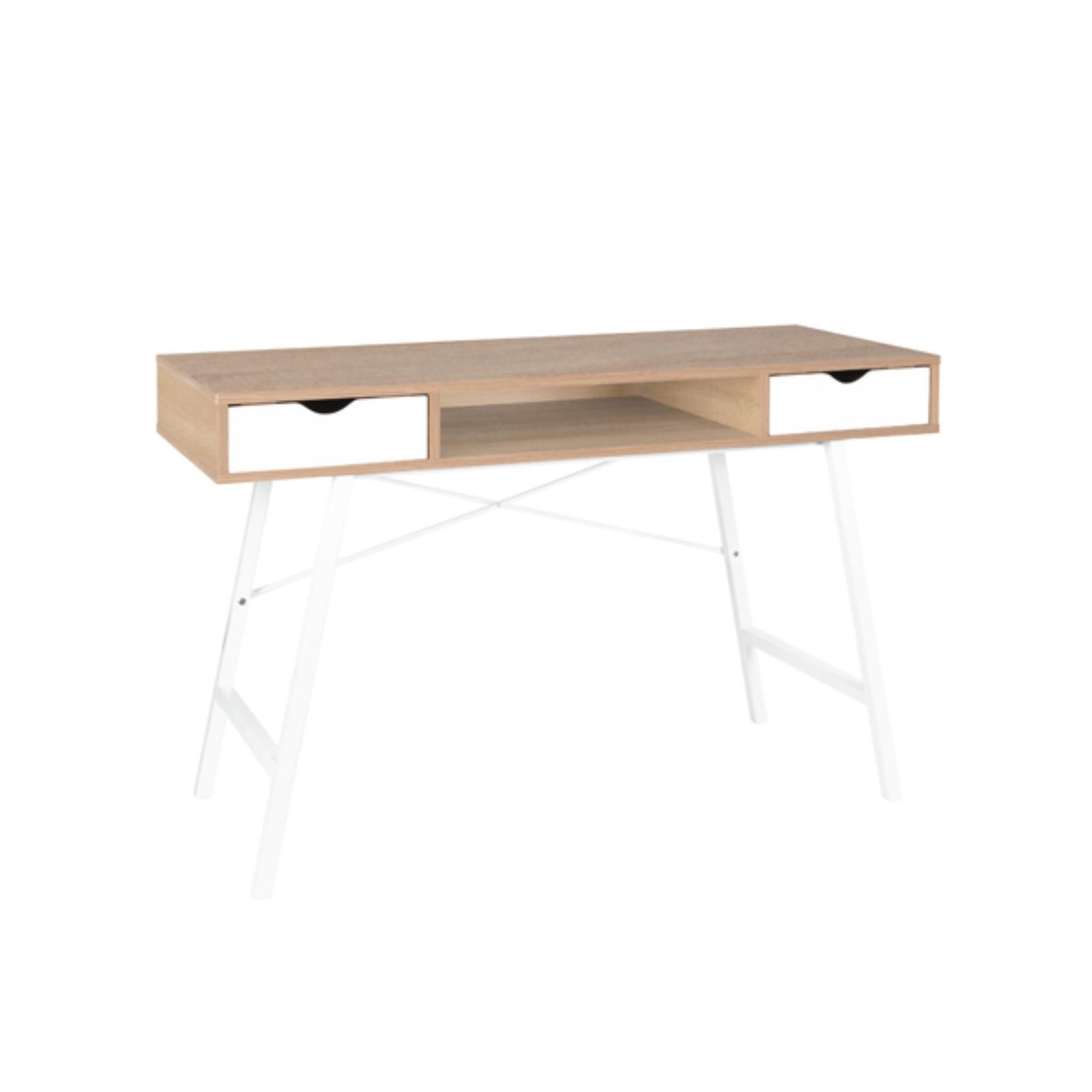 Everfurn Rain Office Desk Rain in Oak & White